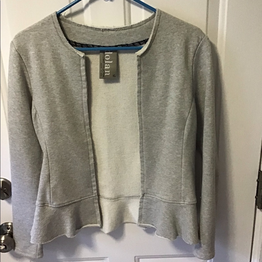 Gray cardigan with peplum, size XS. Purchased from Anthropologie.